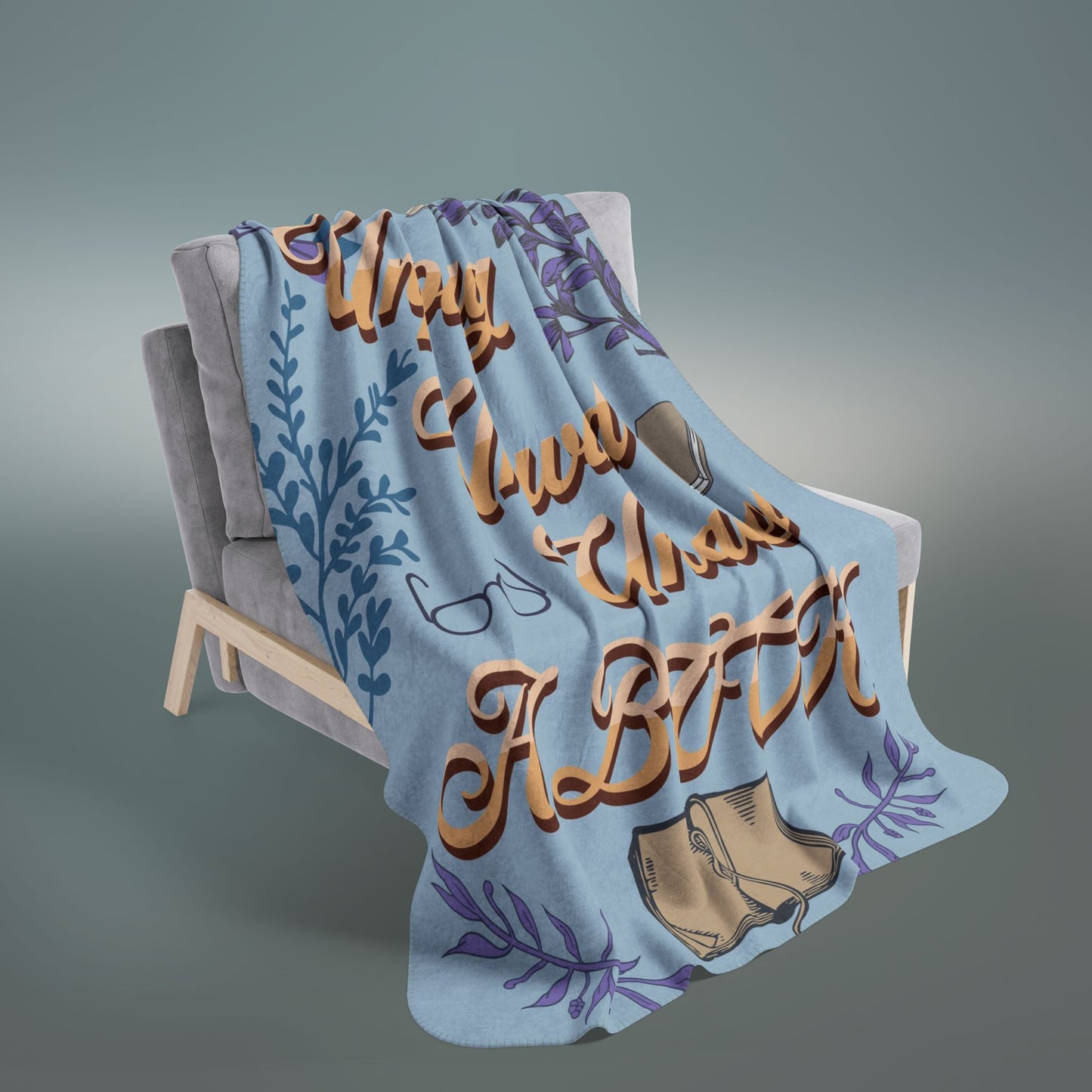 Unplug Unwind Unravel A Book Fleece Sherpa Blanket